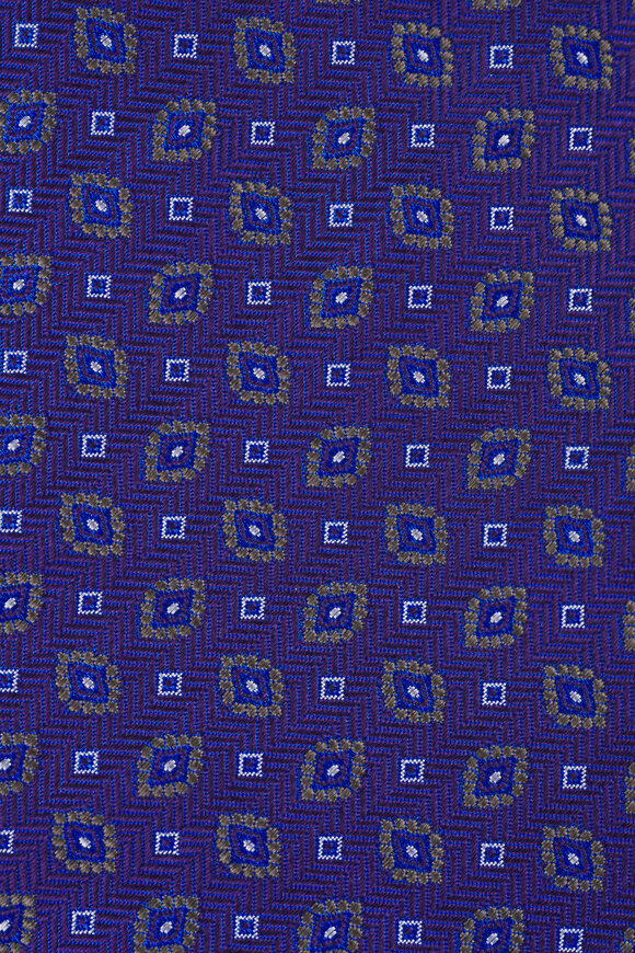 Brioni Purple Geometric Silk Necktie - view 2