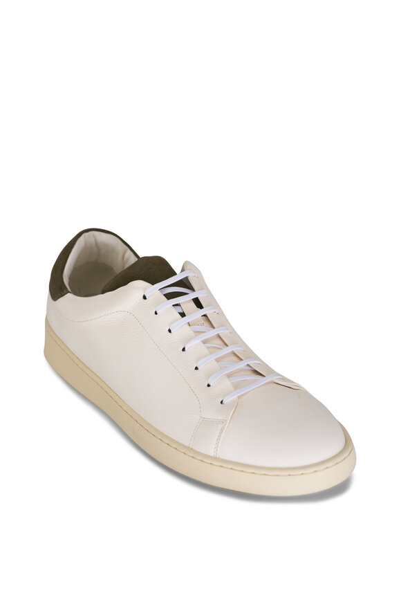 Kiton White & Green Leather Sneaker 