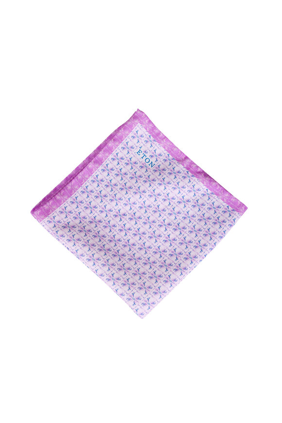 Eton Pink Floral Panama Silk Pocket Square