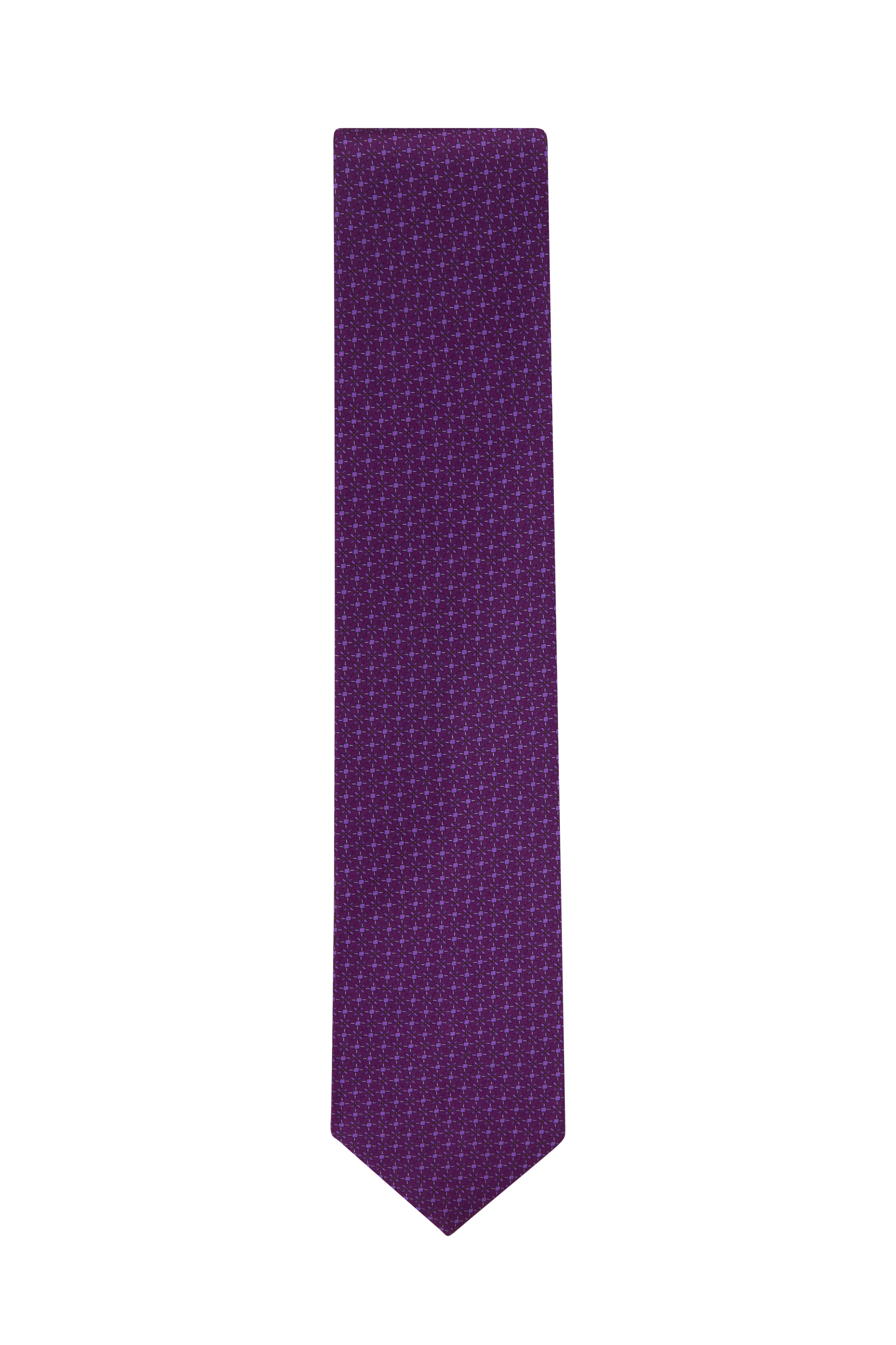 Dolce Punta - Magenta Geometric Print Silk Necktie