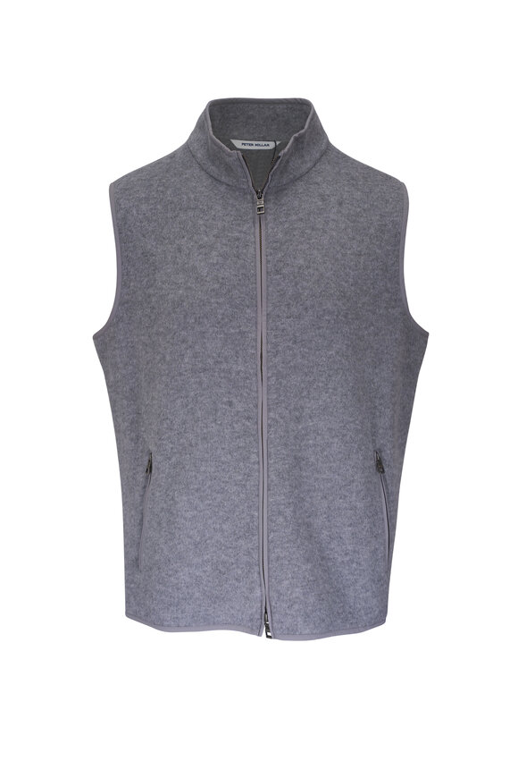 Peter Millar Crown Flex British Gray Wool Fleece Vest 