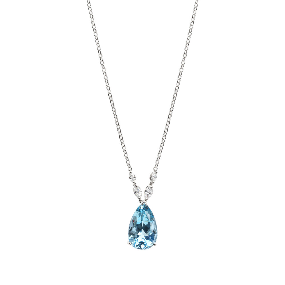 Oscar Heyman - Platinum Aquamarine & Diamond Necklace
