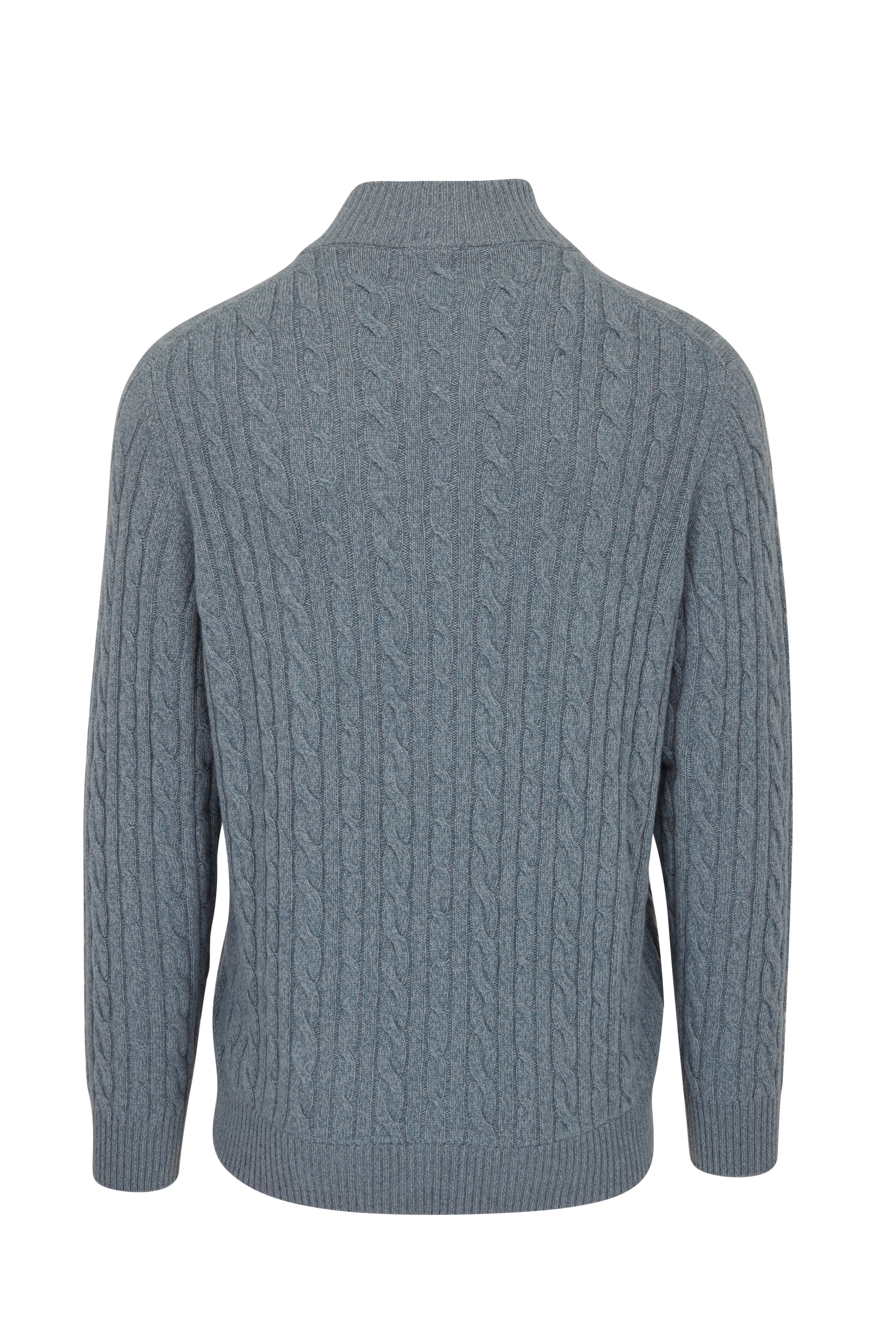 Loro Piana - Light Blue Cable Full Zip Cardigan | Mitchell