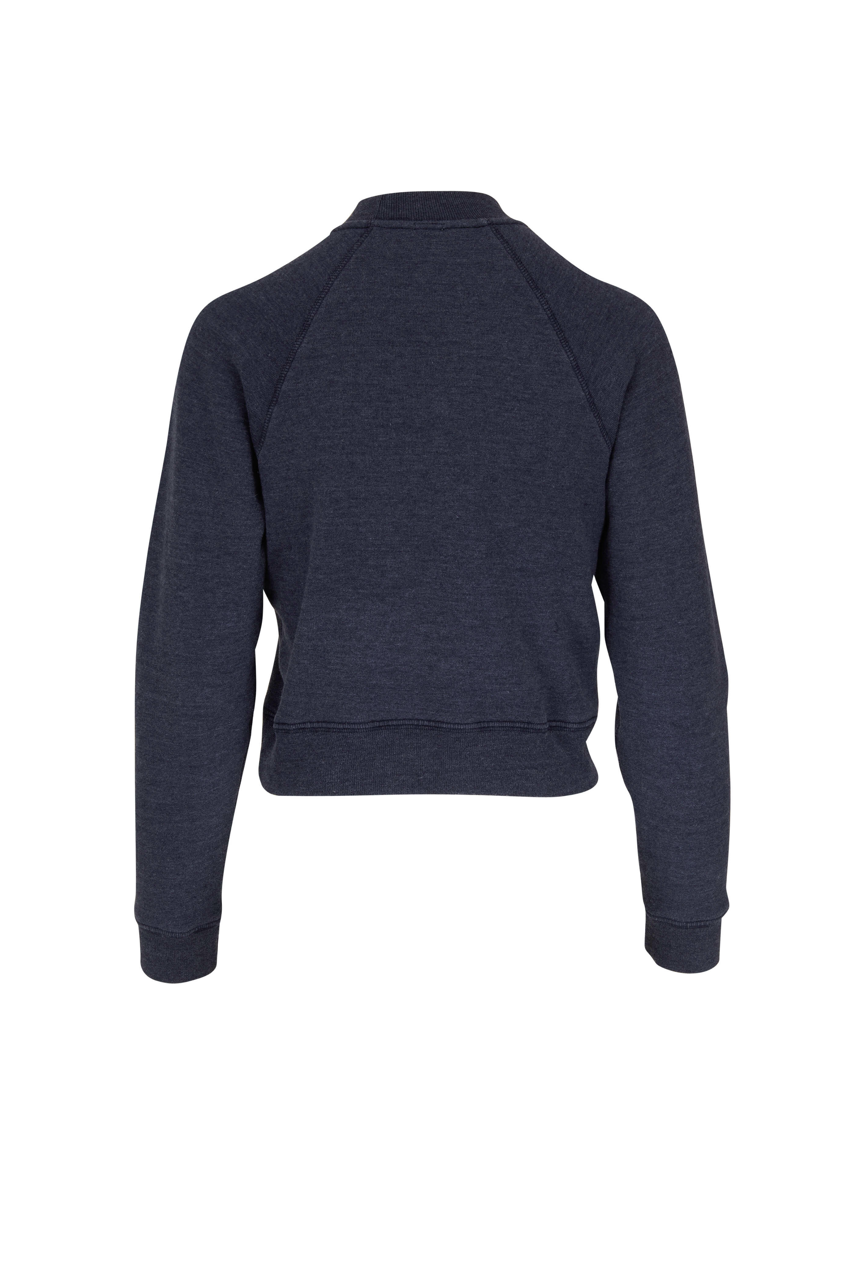Re/Done - Heathered Navy Shrunken Embroidered Sweater
