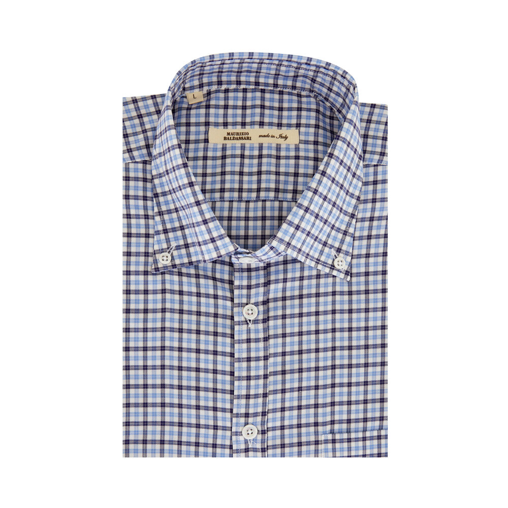 Maurizio Baldassari - Navy Blue Check Sport Shirt