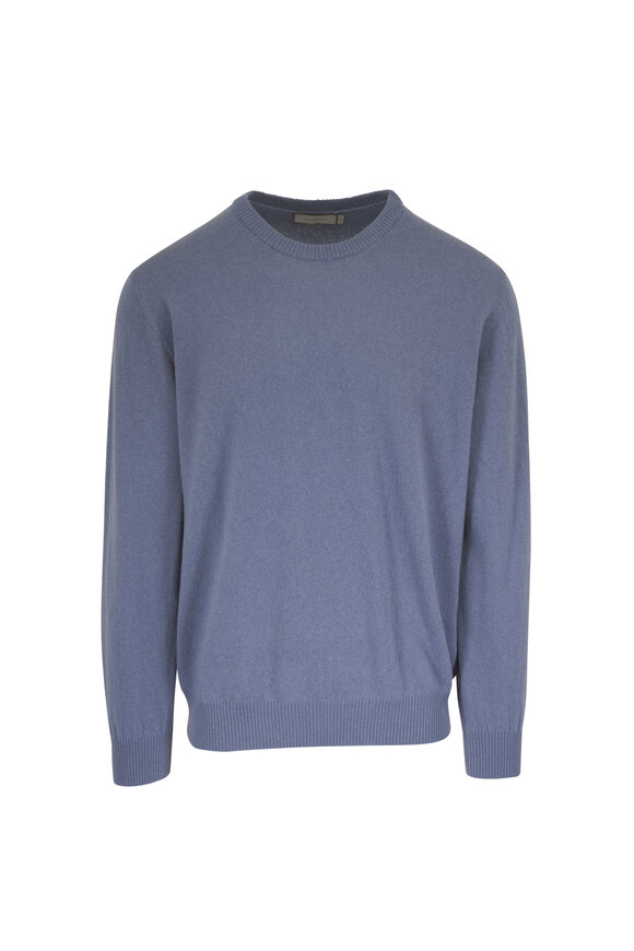 Canali Light Blue Wool & Cashmere Crewneck Sweater - view 1