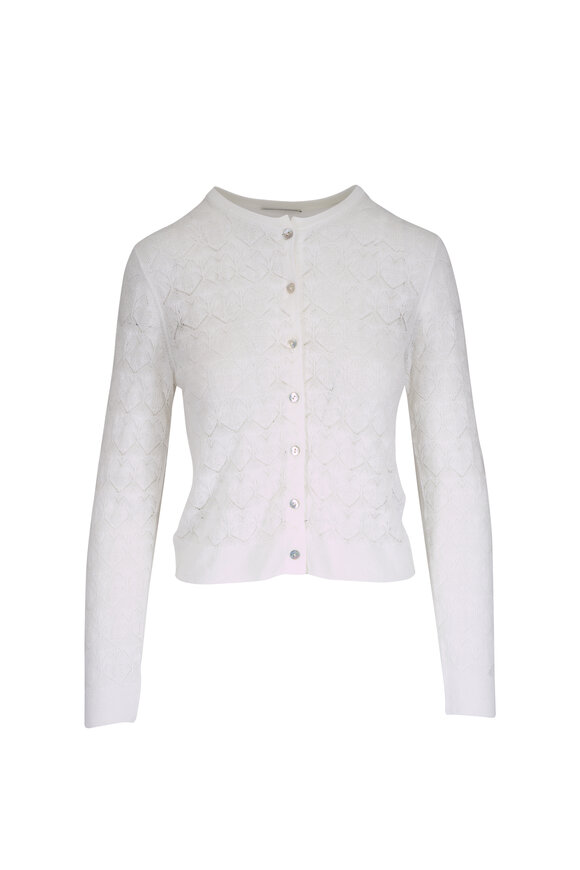 Vince - Optic White Coated Open Knit Sweater | Mitchell Stores