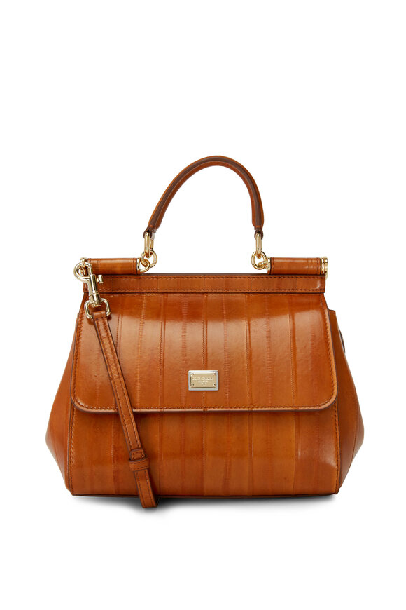 Dolce & Gabbana - Sicily Brown Leather Small Top Handle Bag