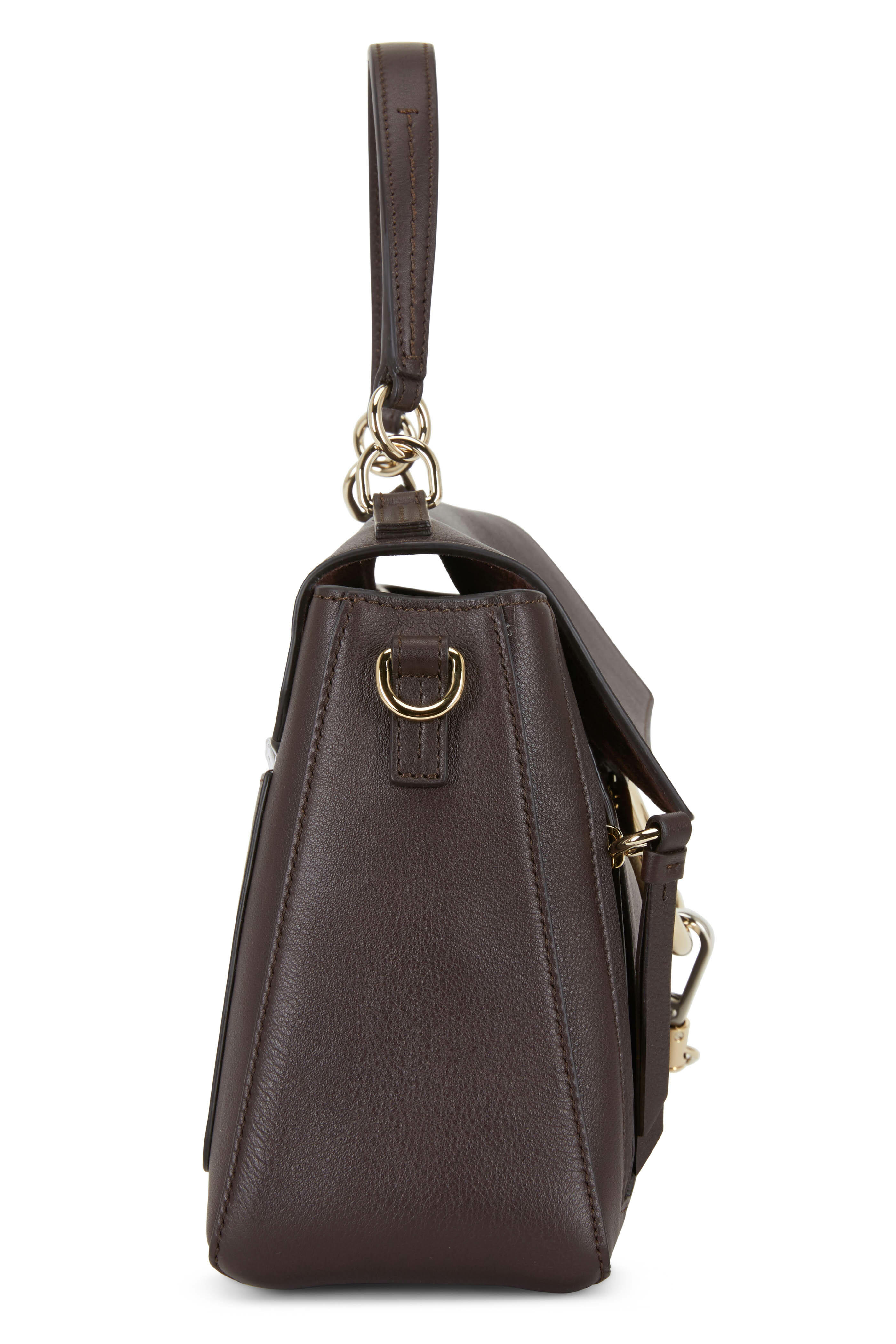 CHLOE クロエ Dark Brown Leather Large Mate Shoulder Bag Chloé Chocolate Brown Marcie Large Shoulder Bag ○ Labellov