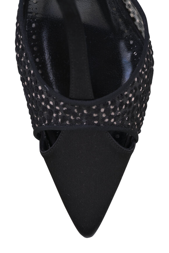 Manolo Blahnik Turgimodla Black Flocked Tulle T-Bar Pump, 50mm - view 4