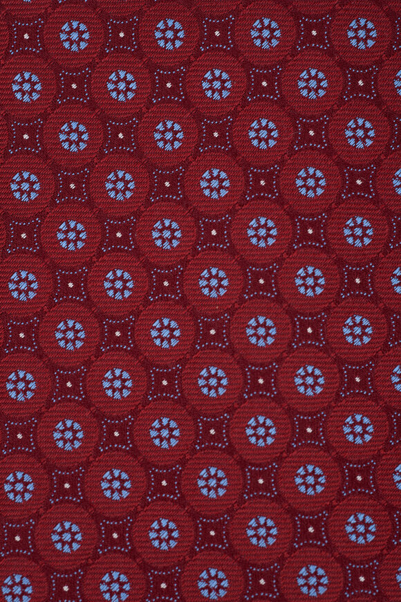 Eton - Red Geometric Print Silk Necktie