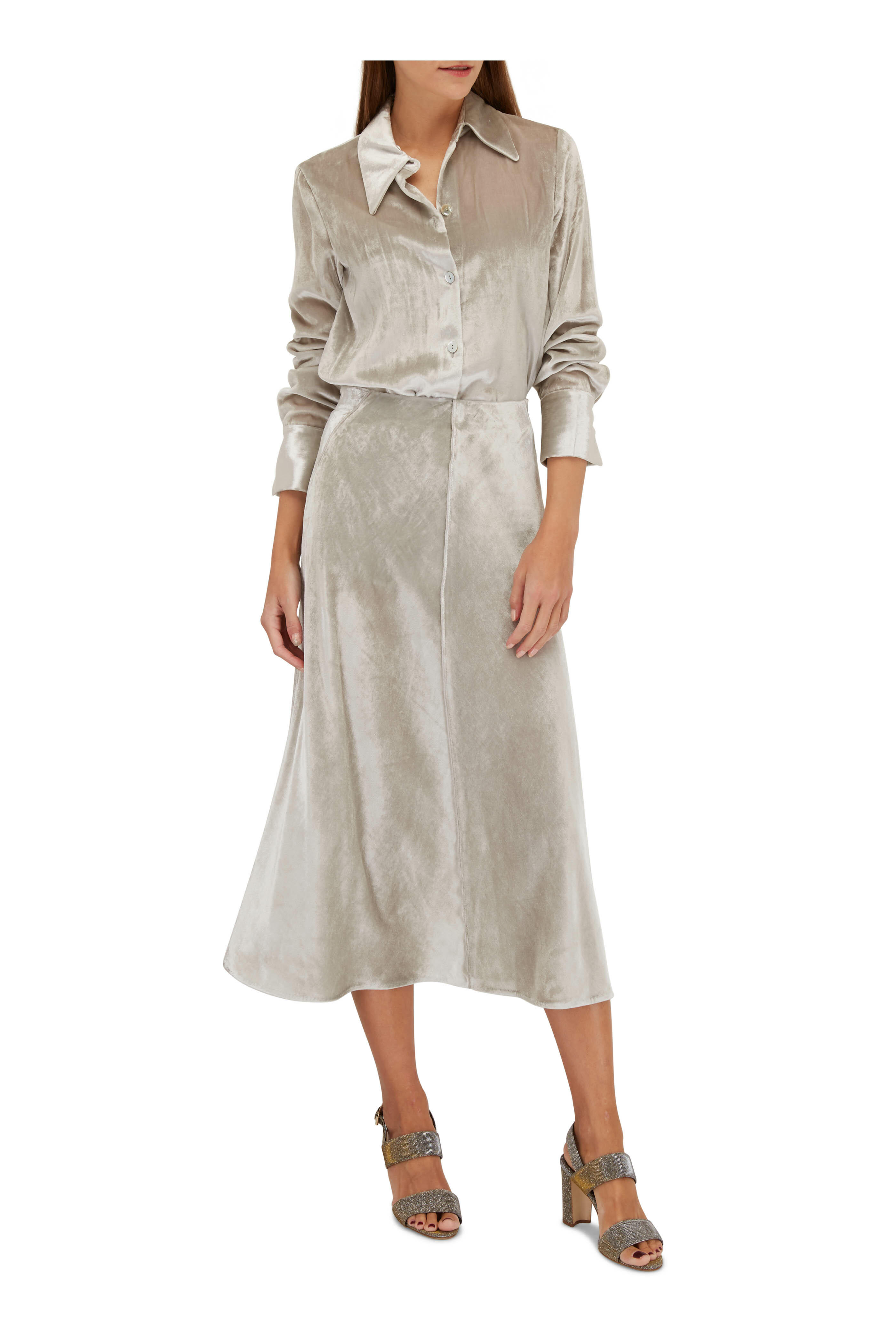 Vince - Velvet Silver Shaped Collar Blouse