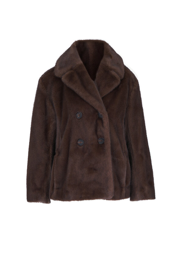 Max Mara Laura Brown Fluffy Double Breasted Jacket