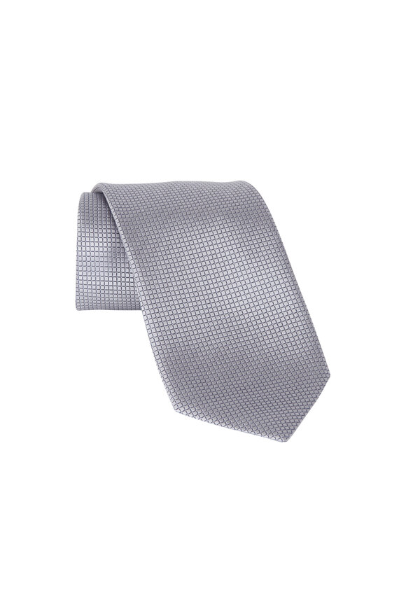 Zegna - Silver Grid Silk Necktie