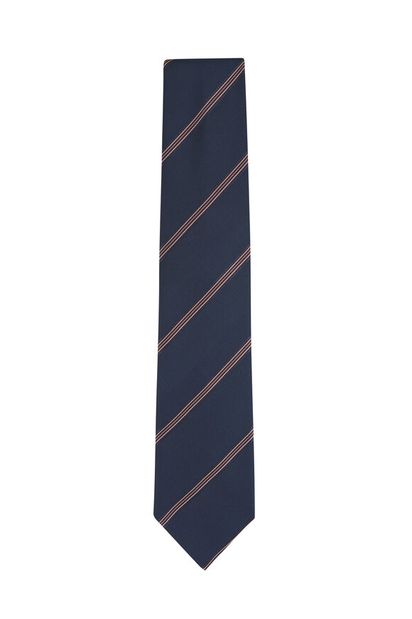 Brioni Petrol Stripe Silk Jacquard Necktie - view 1
