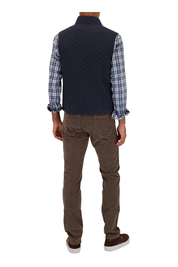 Faherty Brand - Epic Navy Mélange Quilted Fleece Vest