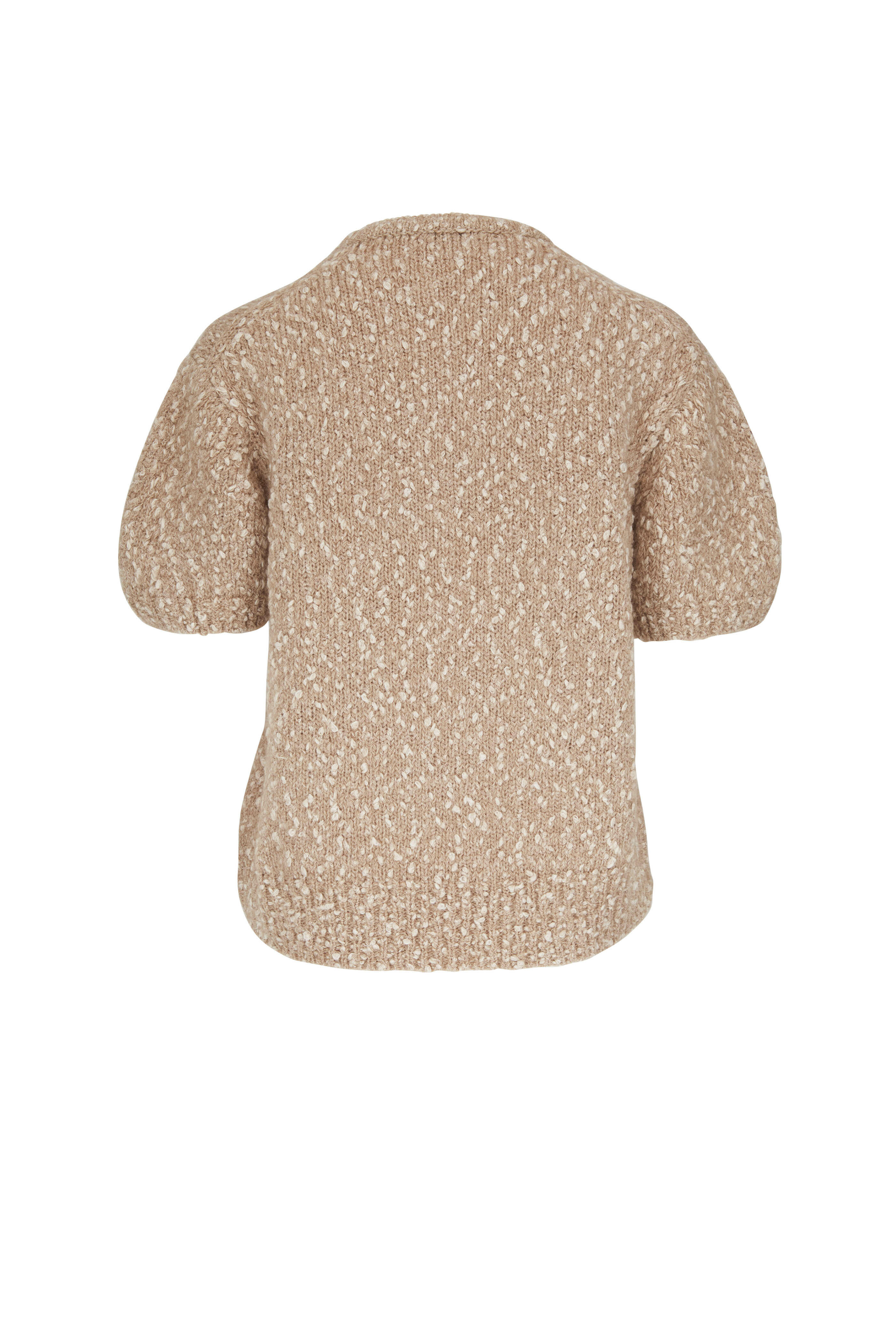 Lafayette 148 New York - Taupe Cotton, Mohair & Wool Short Sleeve Sweater