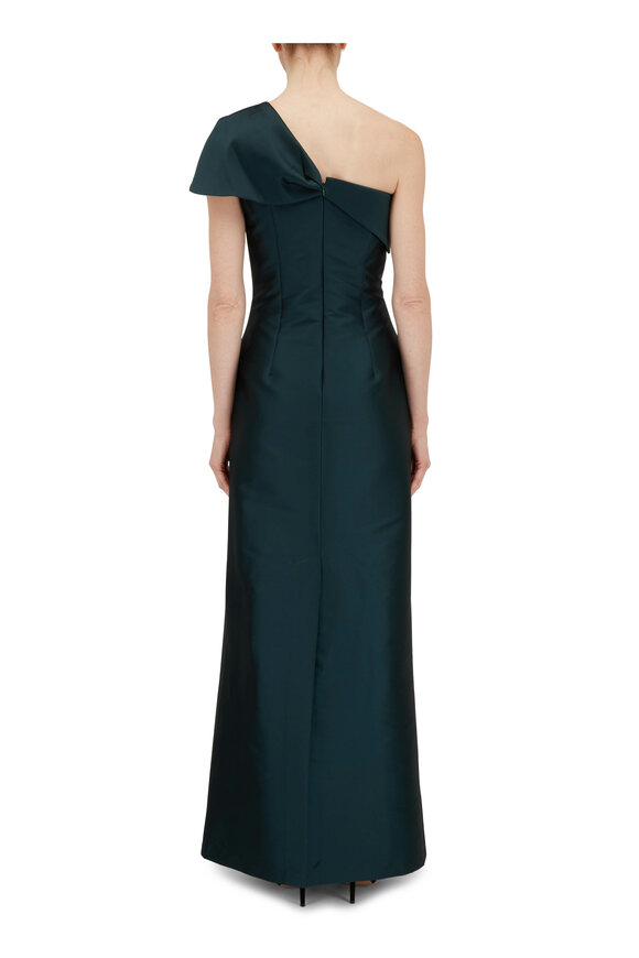 Sachin + Babi - Ines Forest Green One-Shoulder Stretch Mikado Gown