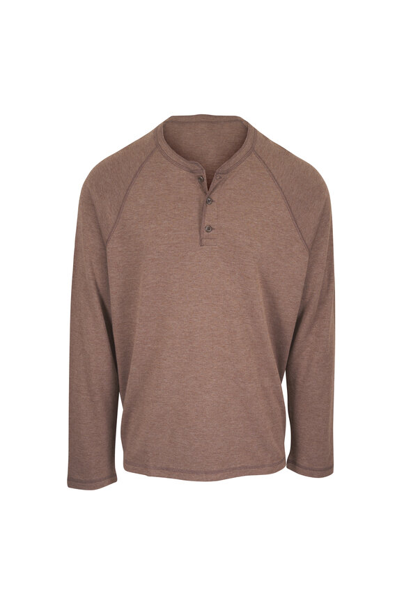 Faherty Brand Cloud Deep Fern Brown Long Sleeve Henley - view 1
