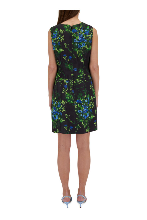 Carolina Herrera - Blue Floral A-Line Mini Dress 