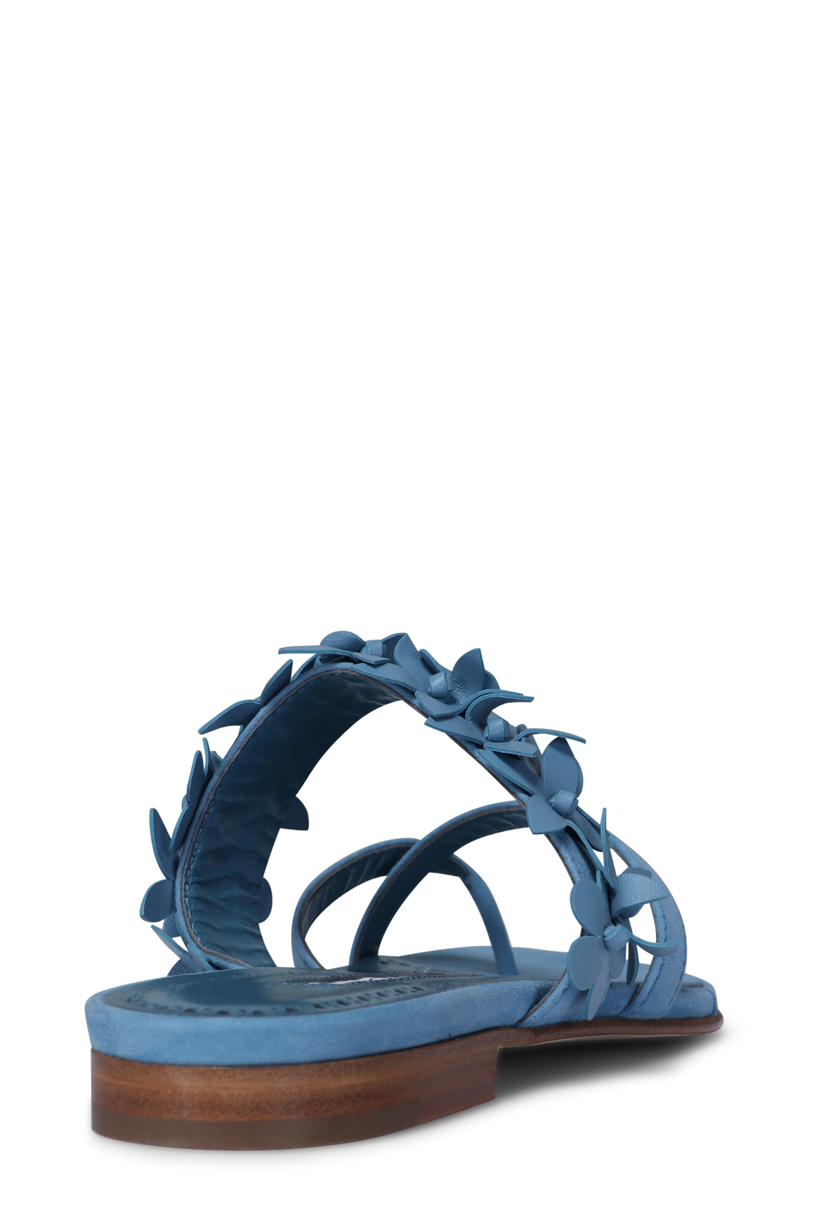 Manolo Blahnik - Fiosa Leather Flat Sandal in Blue