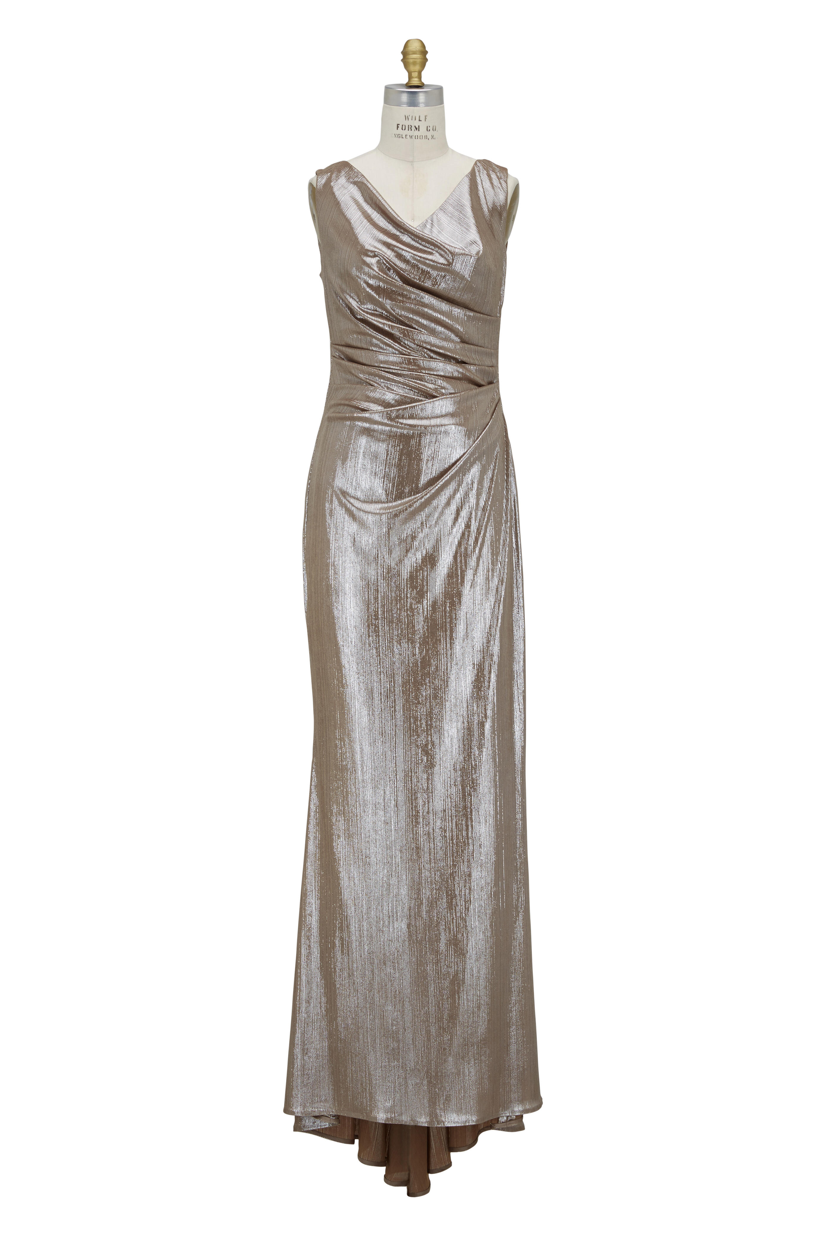 Talbot Runhof - Silver Lamé Sleeveless Dress