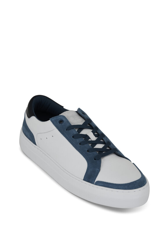 G Brown - Dynamic White & Blue Leather Sneaker 