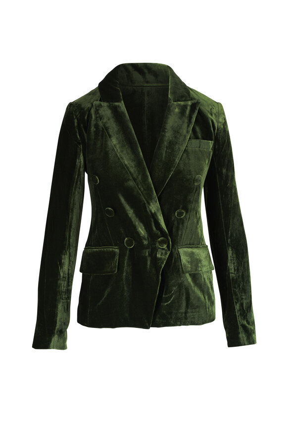 L'Agence - Kenzie Deep Olive Velvet Blazer