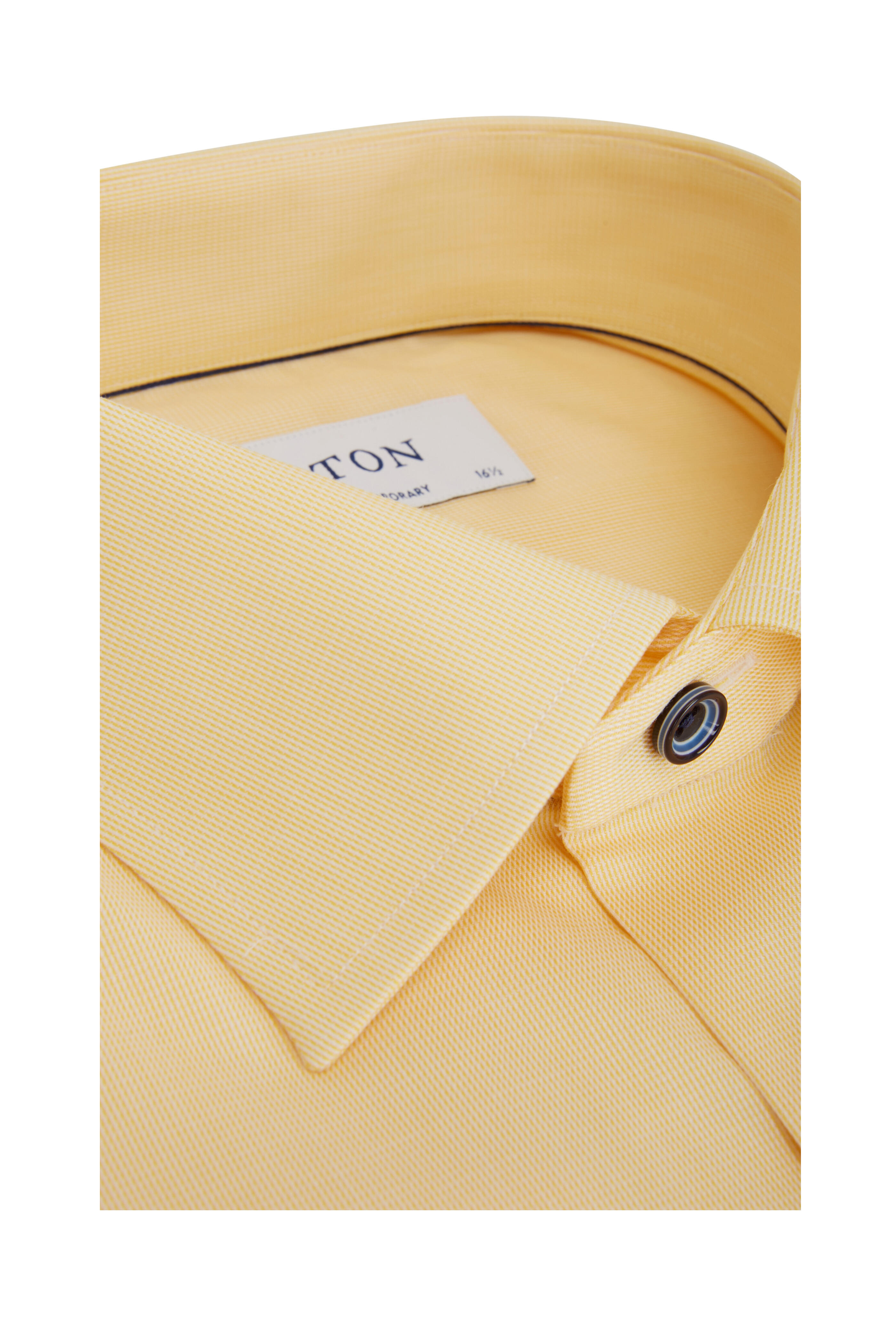 yellow fitted dress shirt Hisdern Pastel Yellow Formal Shirt Classic Pocket Style for Business L main image 0