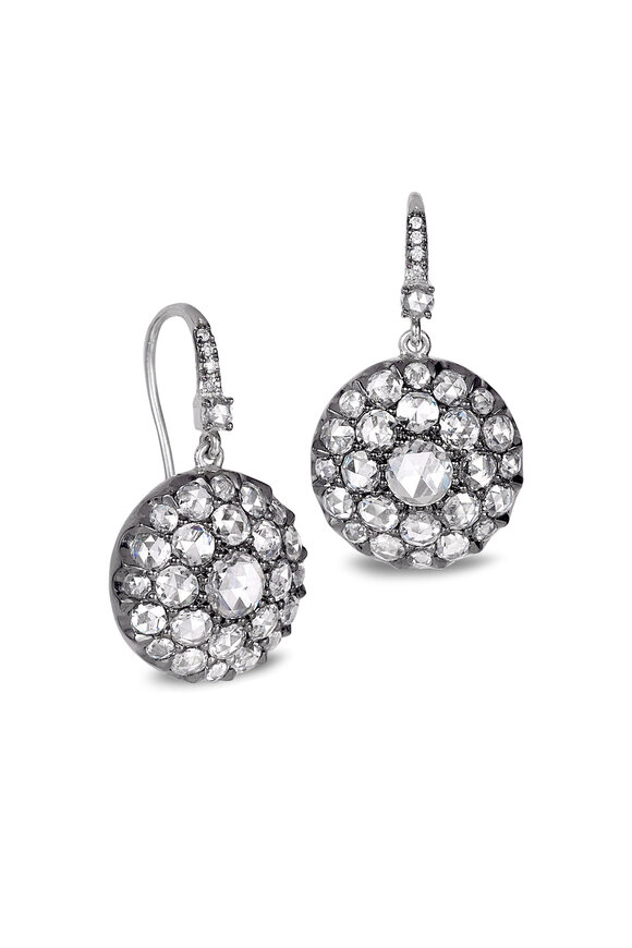 Nam Cho 18k Rose Cut Diamond Vintage Button Drop Earring - view 1