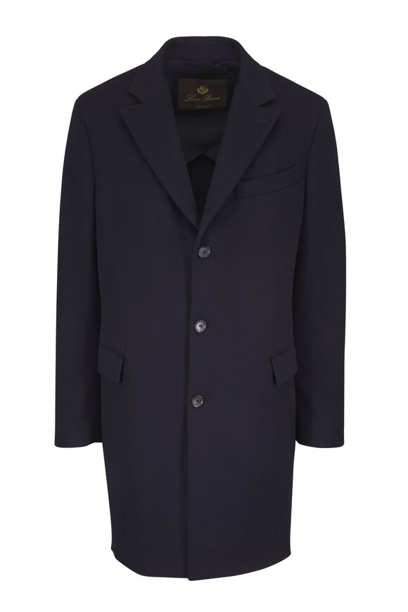 Loro Piana Maddison Navy Blue Single Breasted Wool Coat - view 1