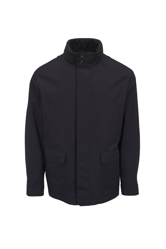 Zegna - Light Gray Leather & Nylon Reversible Jacket