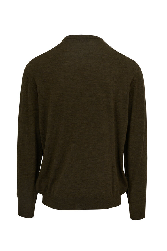 Fedeli - Olive Super 140's Wool Crewneck Pullover