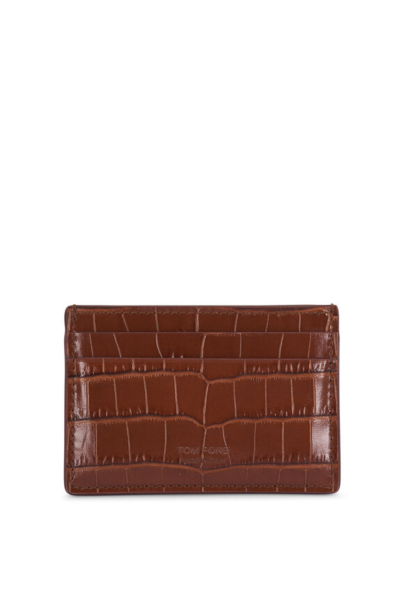 Tom Ford Brown Embossed Leather Card Case - view 1