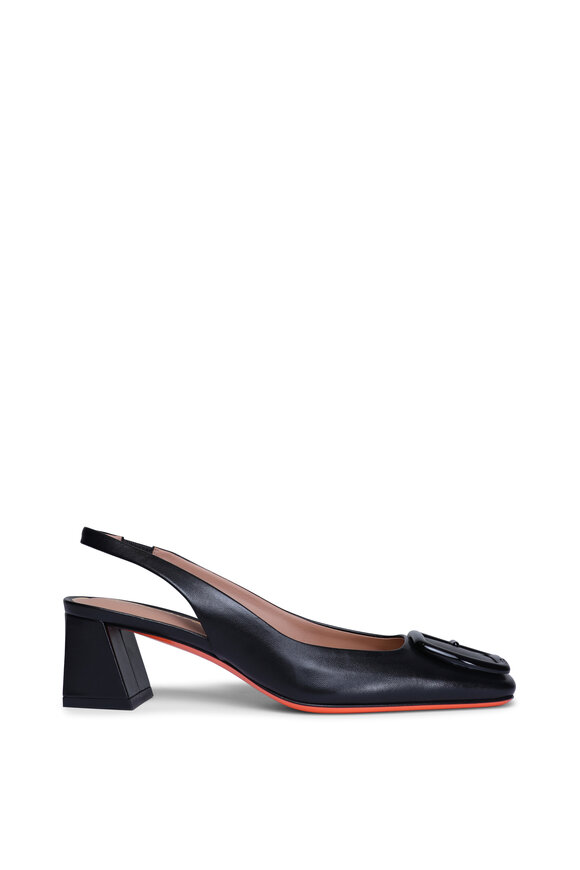 Santoni Lemon Black Leather Slingback - view 2