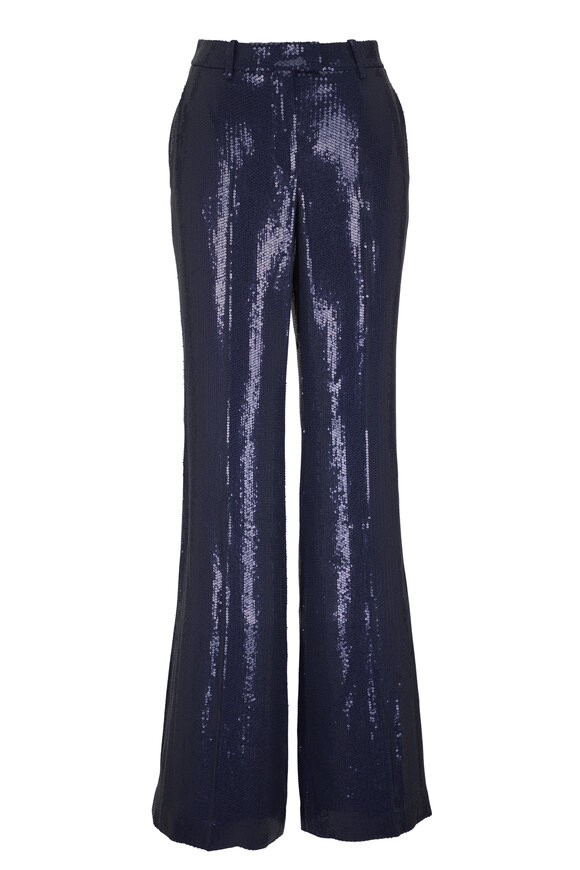 Michael Kors Collection Sequin Haylee Maritime Blue Flare Pant