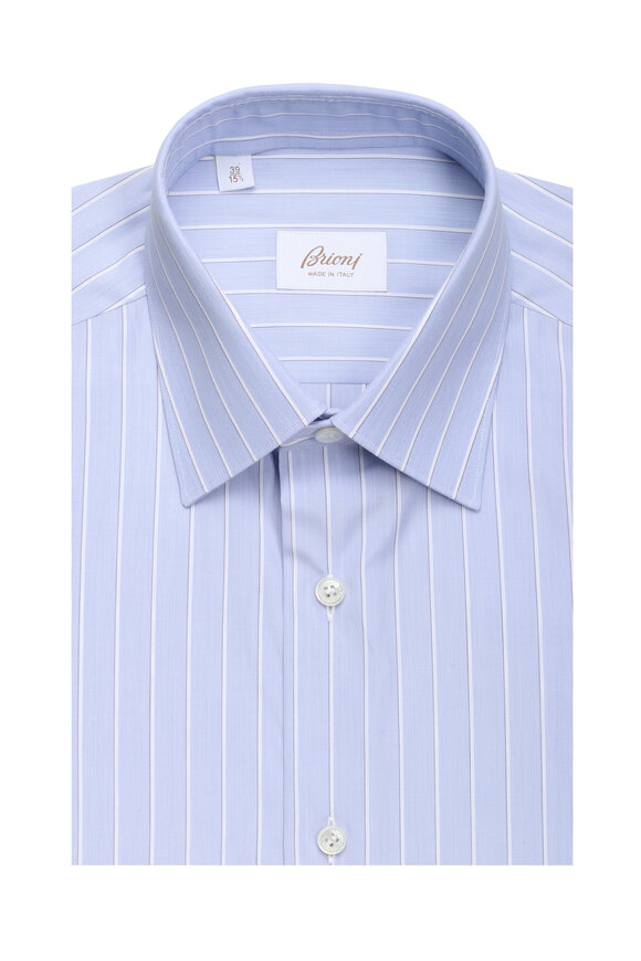Brioni Blue & White Stripe Dress Shirt