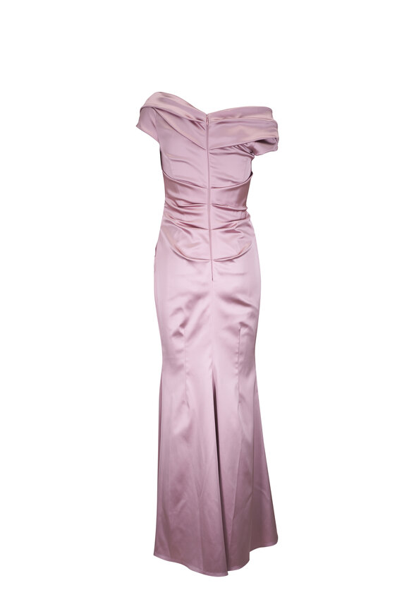 Talbot Runhof - Ol0118 Marble Stretch Satin Duchesse Gown