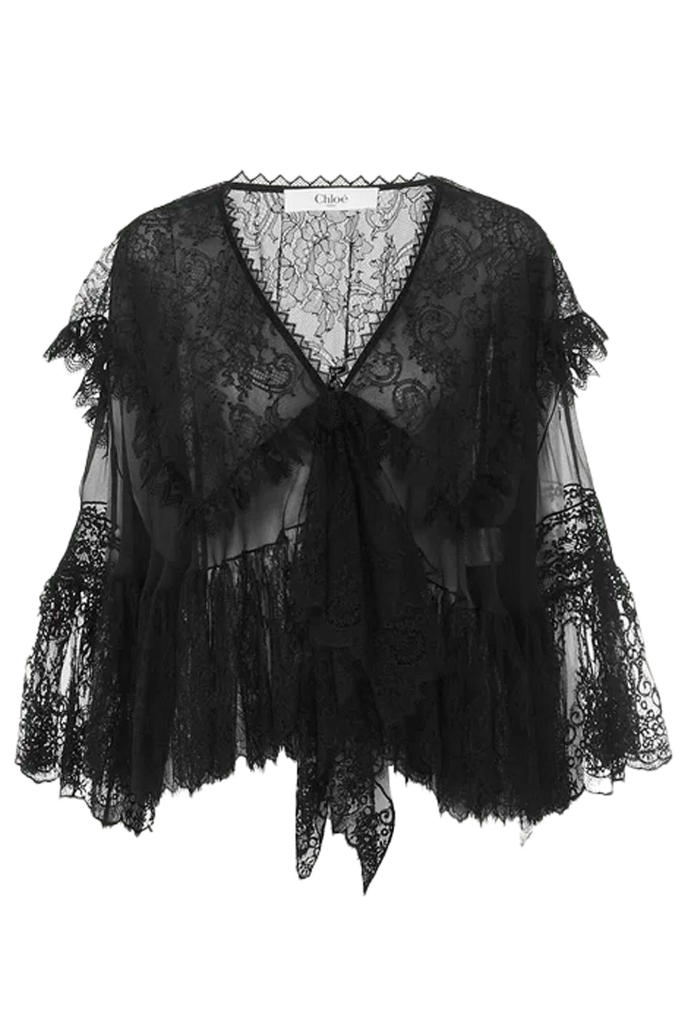 Chloe - Chloé black blouse tops. Chloé Ruffled Blouse In Silk Georgette in Black | Chloé US
