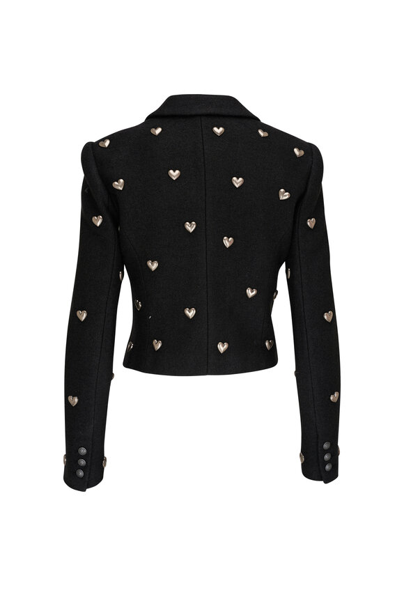 L'Agence - Jen Black & Silver Hearts Crop Blazer 