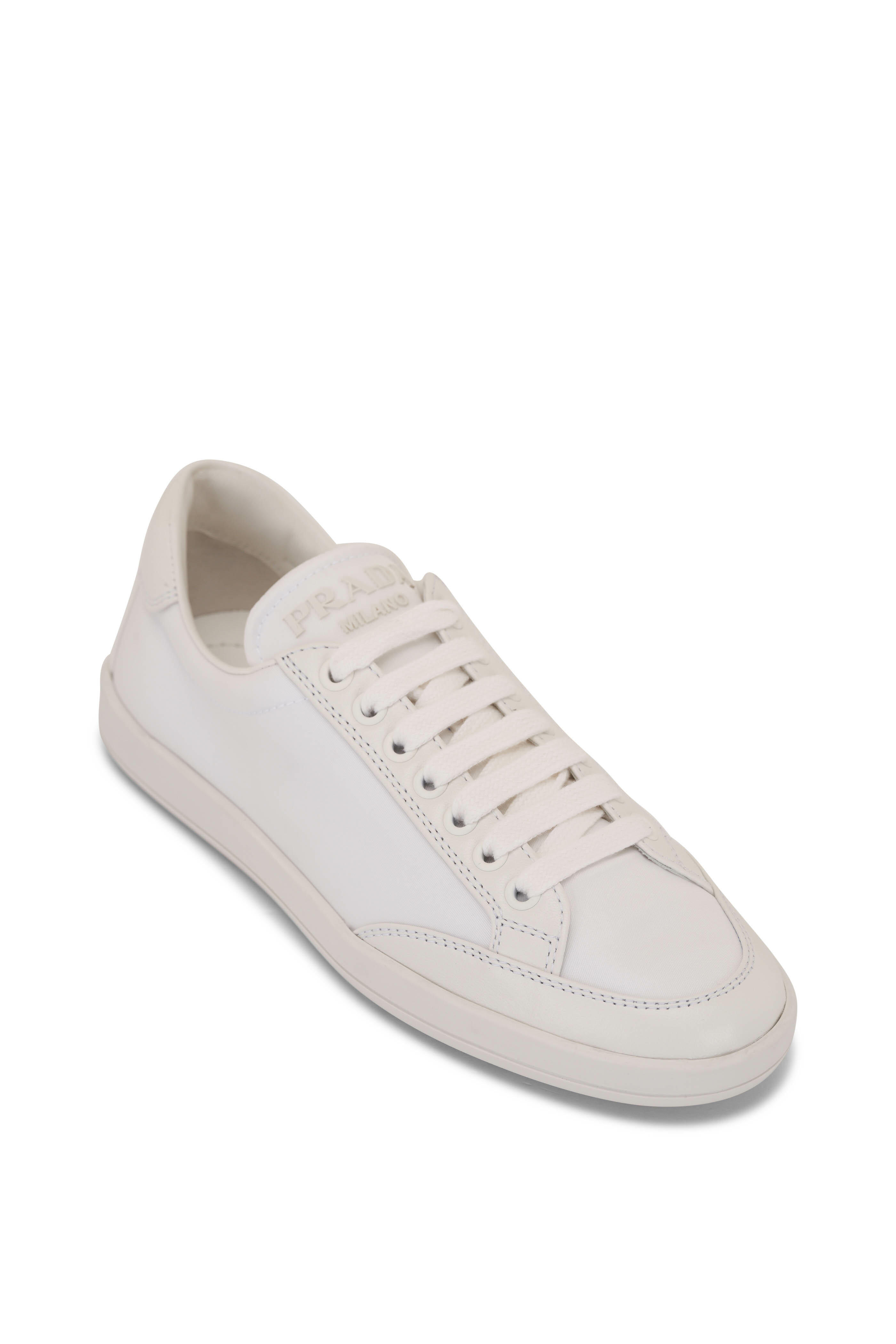 Prada - White Nylon & Leather Sneaker | Mitchell Stores