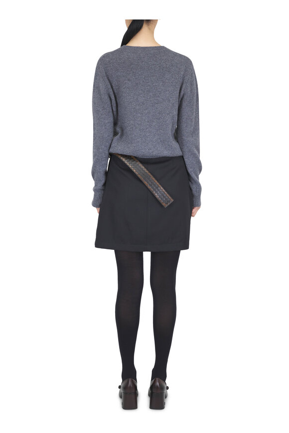 Bottega Veneta Black Grain De Poudre Wool Mini Skirt - view 3