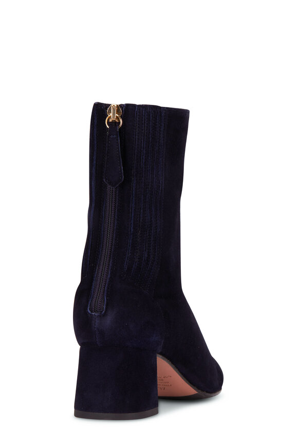 Aquazzura - Saint Honore Ink Suede Back Zip Bootie, 50mm