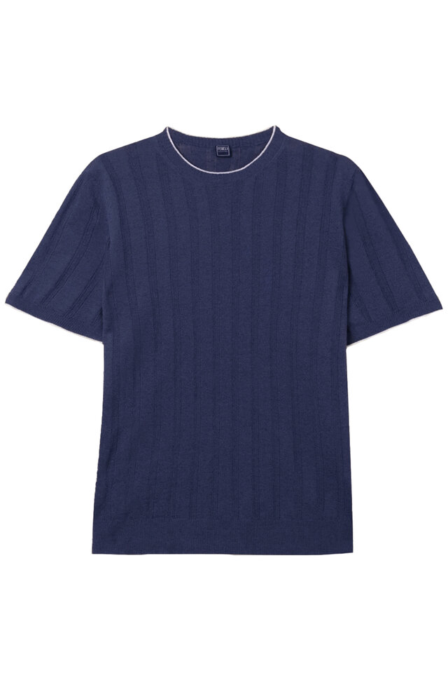 フェデーリ　シャツ　46 Fedeli - Navy Piqué Short Sleeve Polo | Mitchell Stores