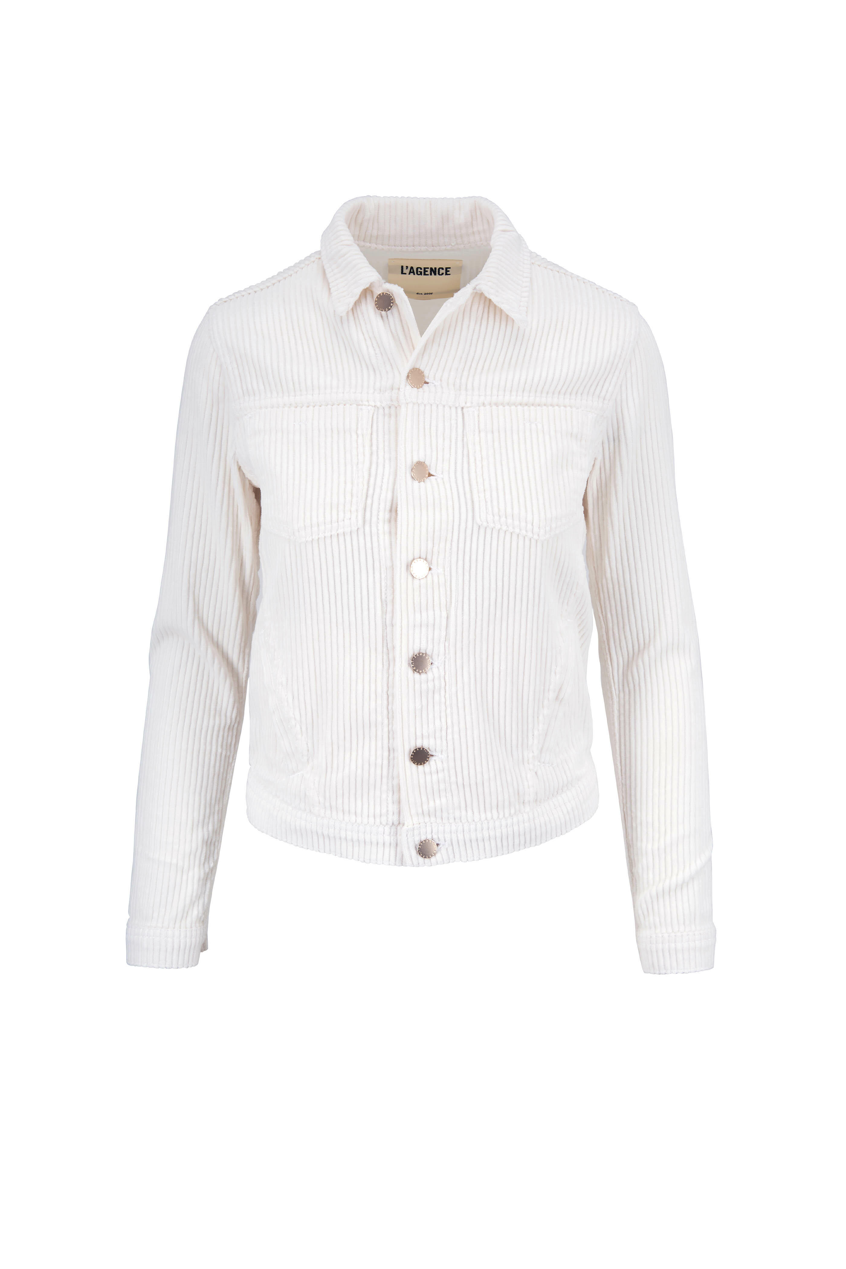 L'Agence - Celine Vintage White Slim Fit Corduroy Jacket
