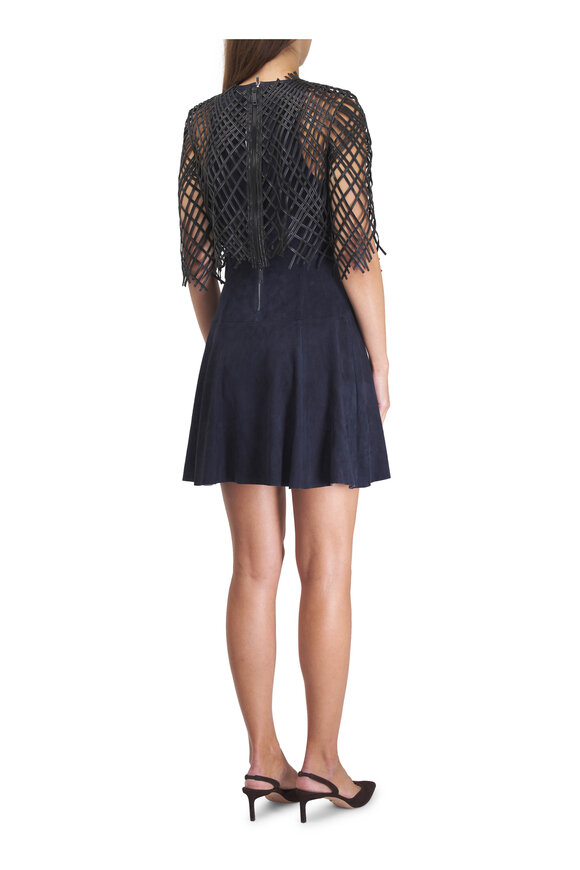 Jitrois Amelie Navy Suede Stretch Mini Dress - view 3