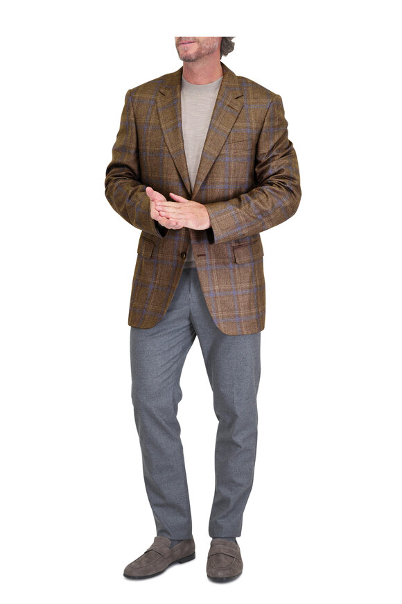Canali Kei Brown & Periwinkle Plaid Sportcoat - view 2