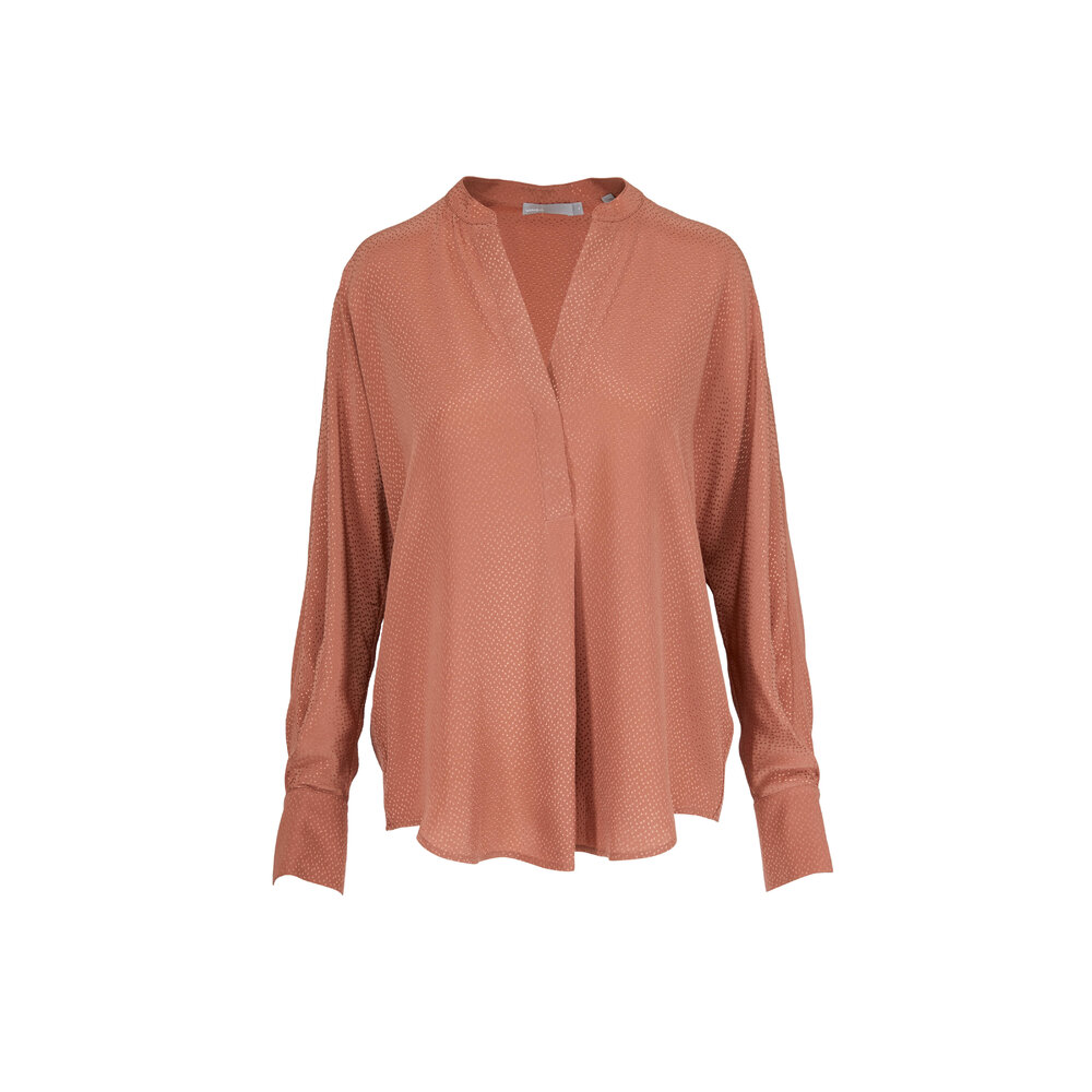 Vince - Rose Silk Dot Jacquard Popover Blouse | Mitchell Stores