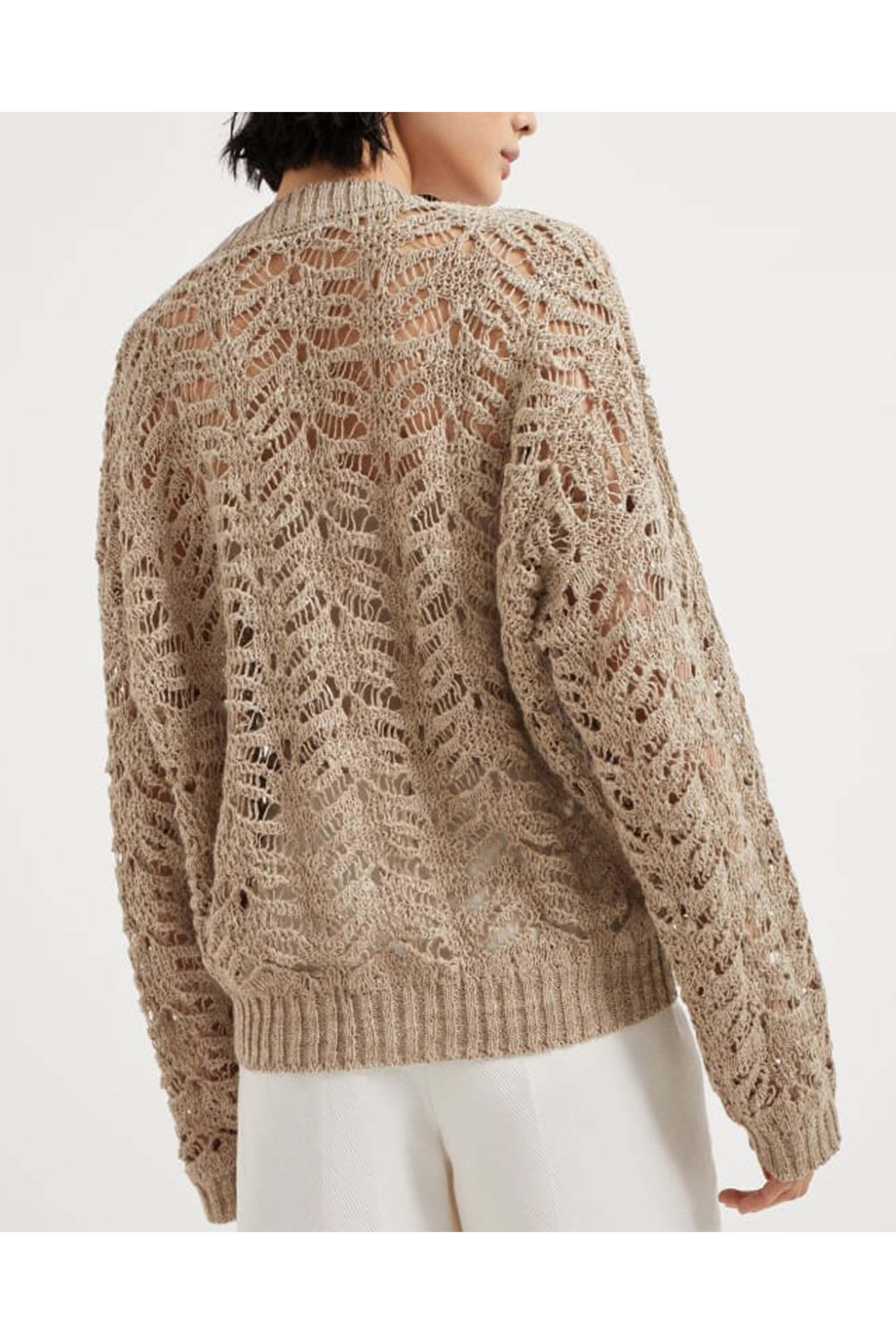 BRUNELLO CUCINELLI ホワイトカーディガン　スパンコール　麻　絹 BRUNELLO CUCINELLI ホワイトカーディガン スパンコール 麻 絹