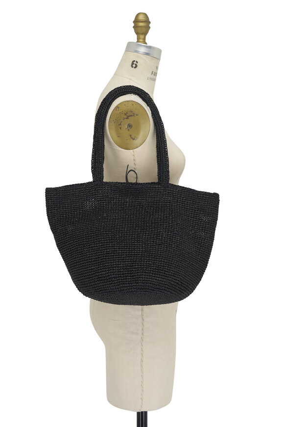 The Row - Genevieve Black Woven Raffia Tote